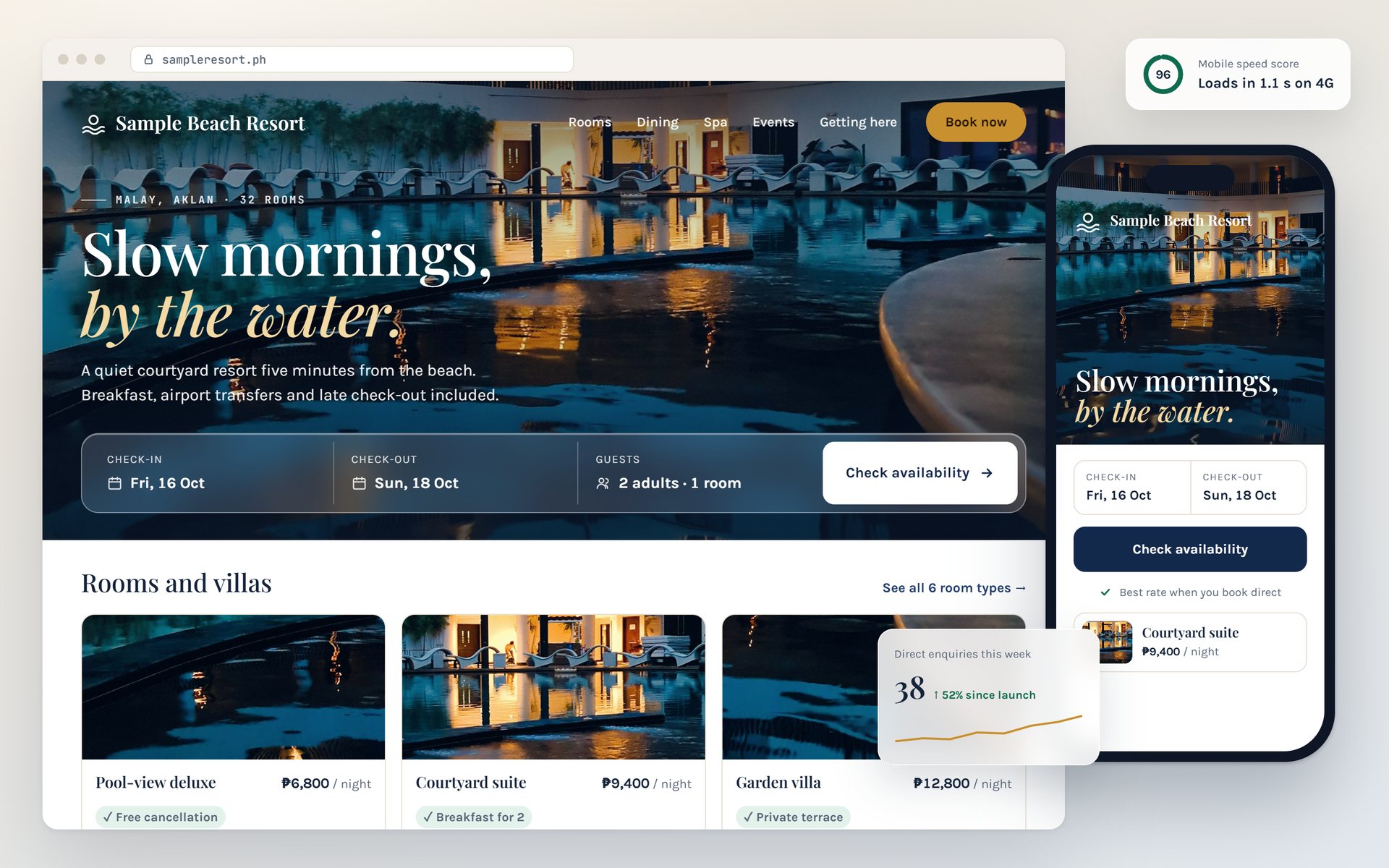 Sample website for a fictional beach resort.